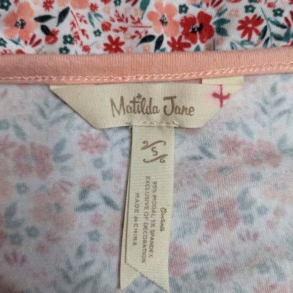 Matilda Jane Womens Tunic Top S Sing It Out Swing V-neck Peach Pink Floral - Picture 9 of 10